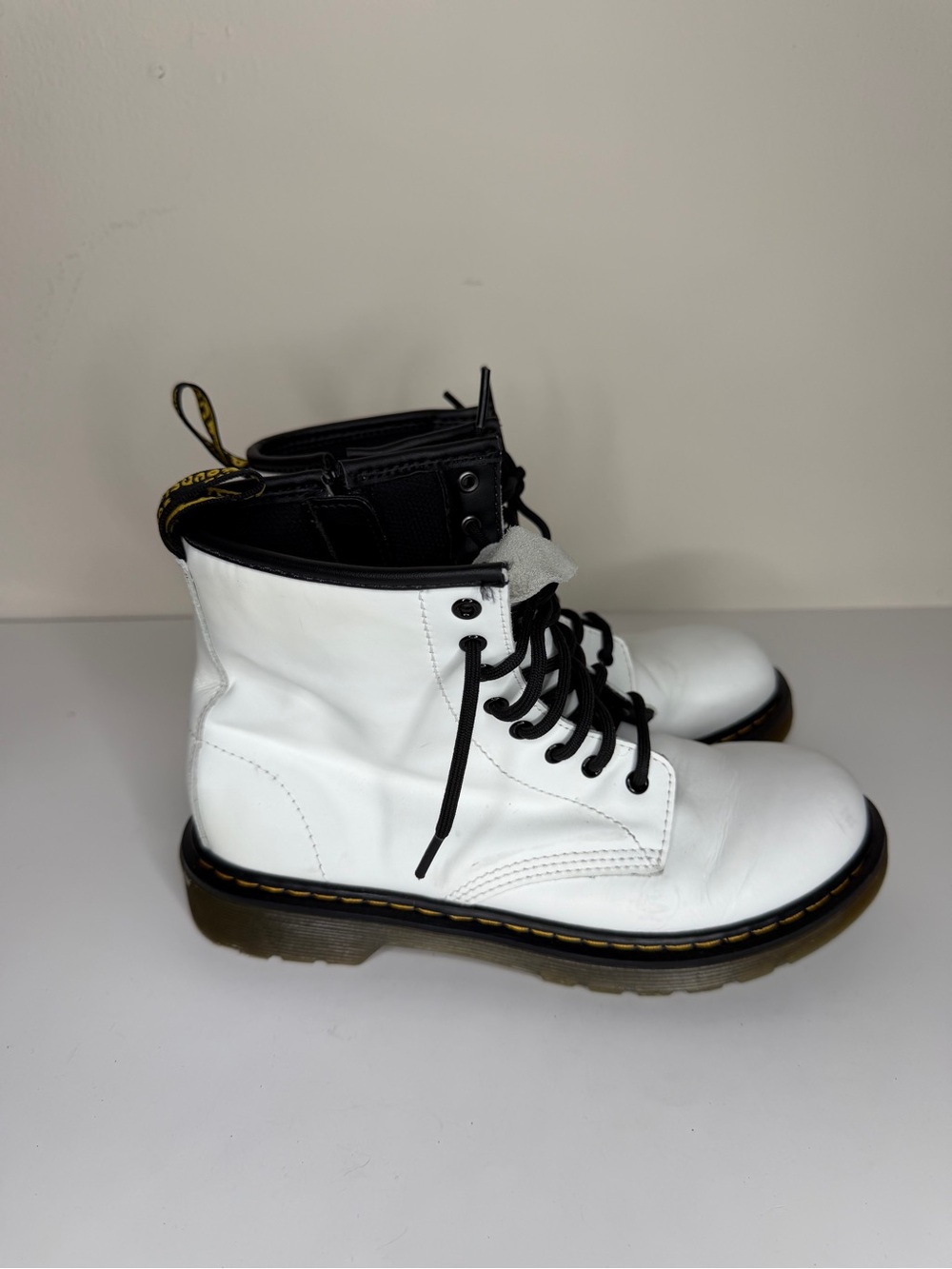Dr. Martens 25634 Side-Zip Combat Boots Women Size 36 US 5 White Oil Resistant